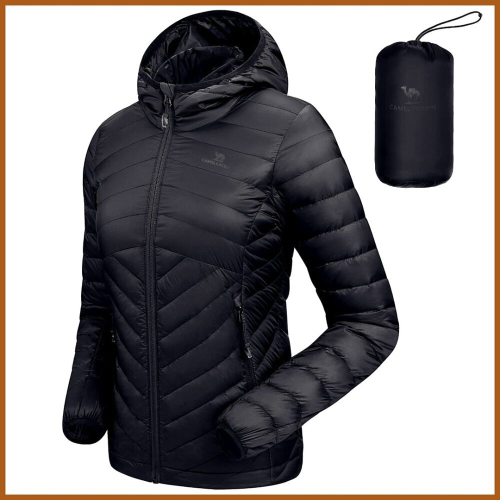 Lightweight Hooded Down Jacket Packable Puffer Insulated Coat